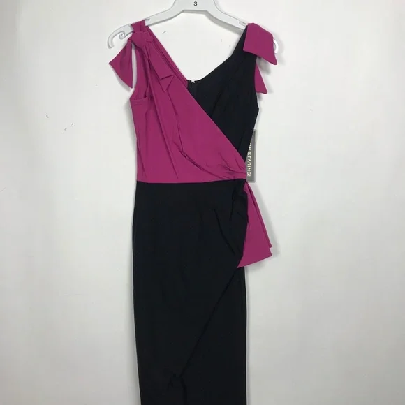 NWOT Gorgeous 2 tone wiggle dress by Stop Staring in Pink&Black w/ bow accents - Picture 5 of 6